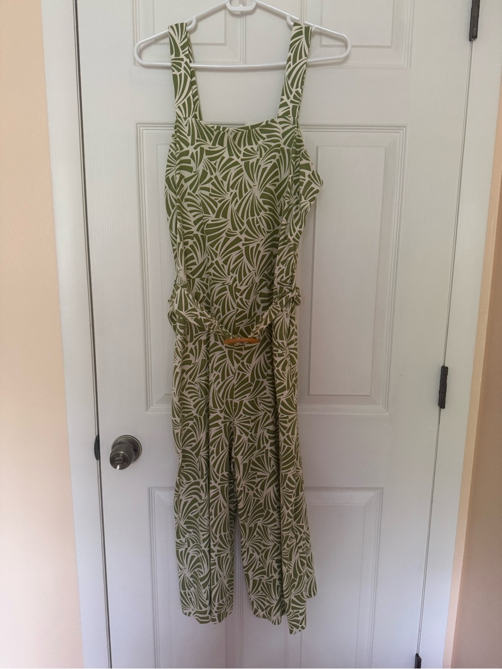 Monteau Los Angeles Green/Off-White Wide-Leg Jumpsuit